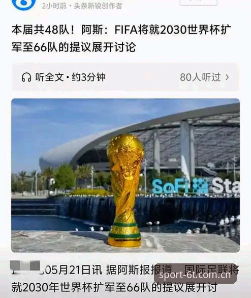 6T体育平台注册评测 2030世界杯扩军至66队?中国男足参赛机会实用分析